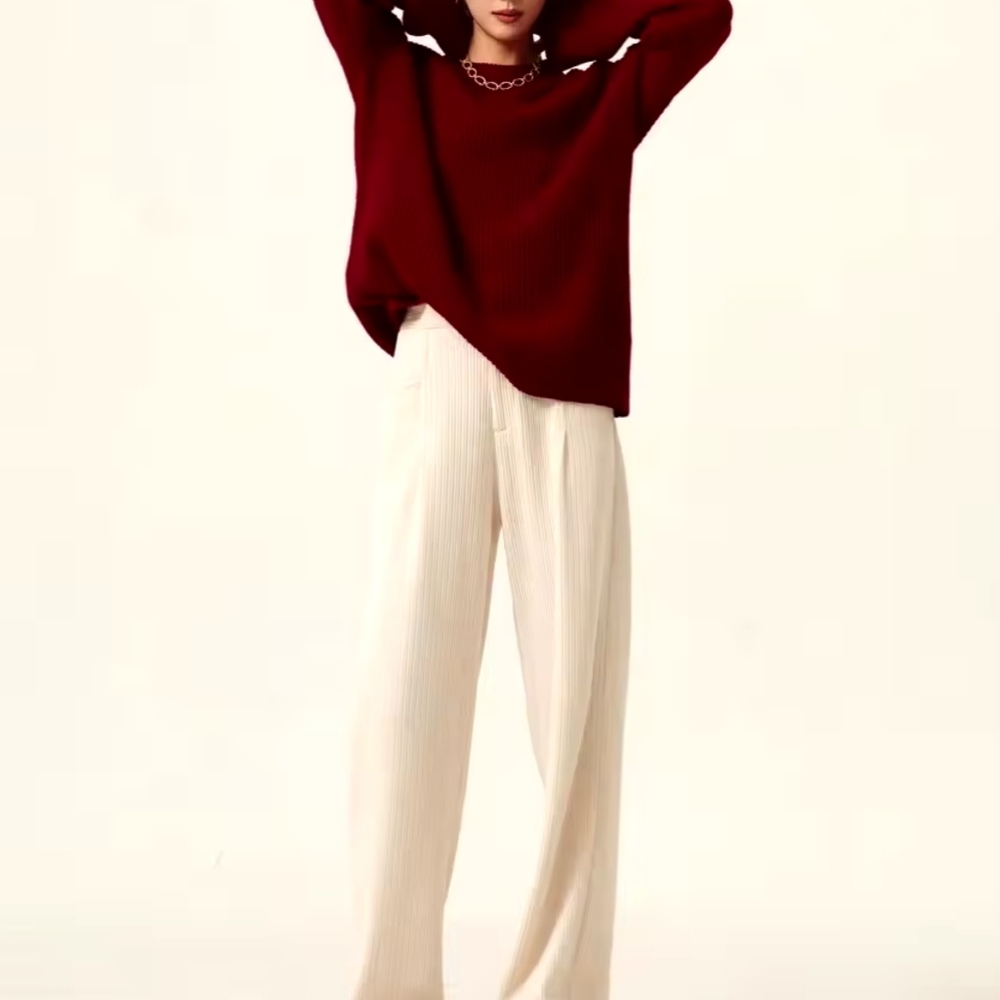 100% cashmere sweater women loose thickening age reduction niche vintage red - Picture 8 of 9